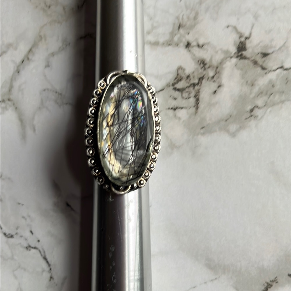 Rutilated quartz ring